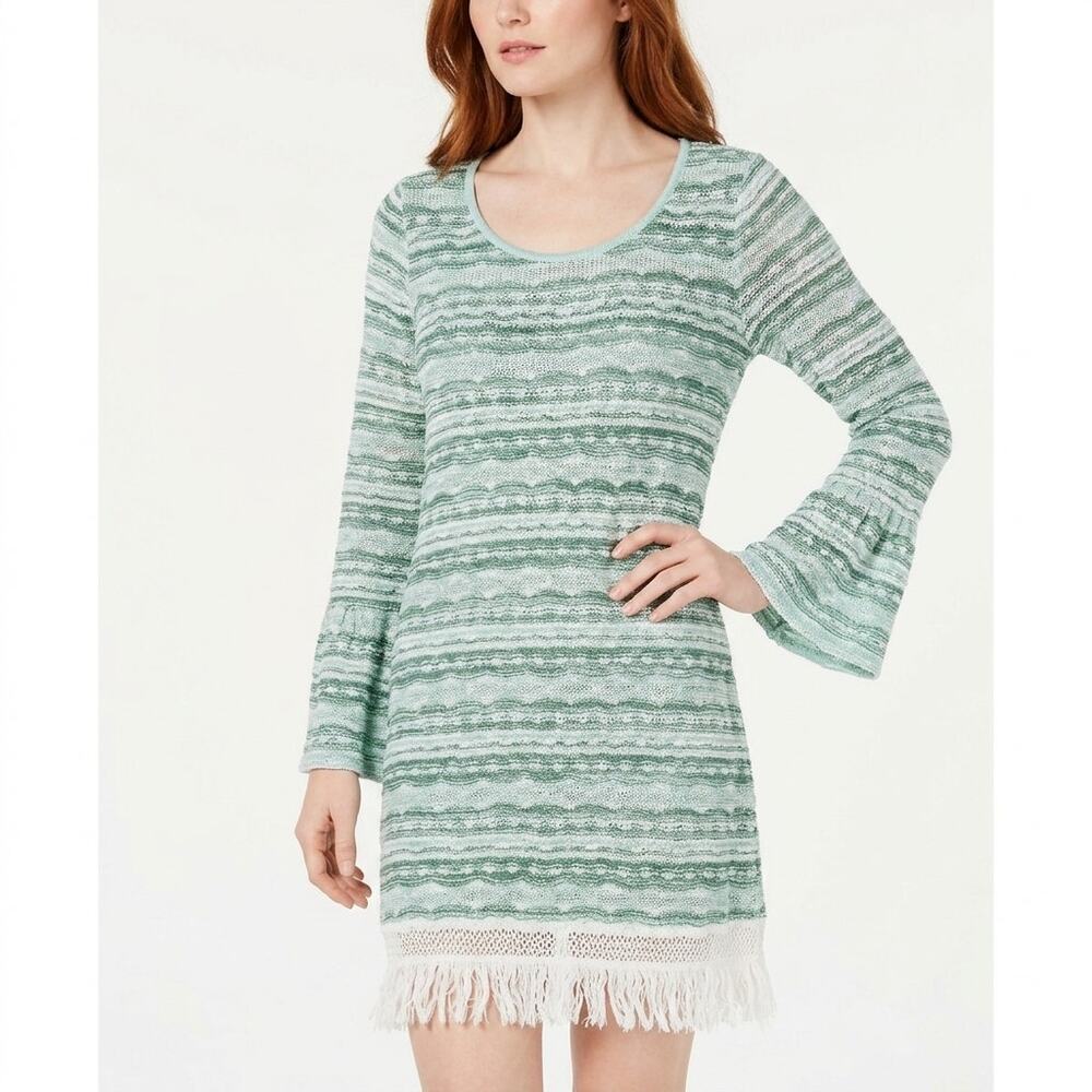 Sassybling Green Short Textured Lightweight Dress Women Size S